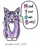 GenderCat stickers, business cards and brochures
